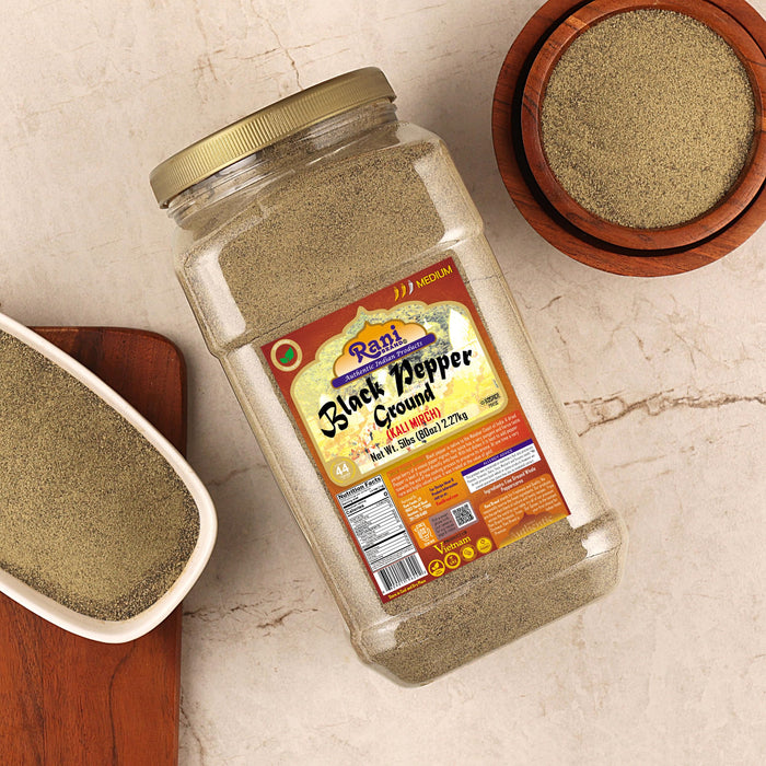 Rani Black Pepper Fine Powder 80 Mesh, 80oz (5lbs) 2.27kg Bulk PET Jar ~ All Natural | Vegan | Gluten Friendly | NON-GMO | Kosher