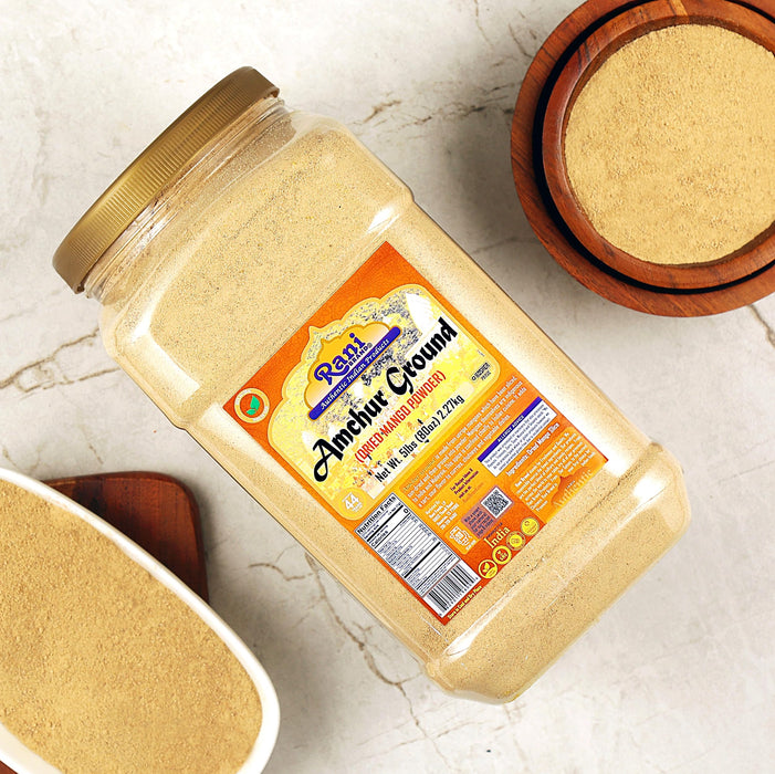 Rani Amchur (Mango) Ground Powder Spice 80oz (5lbs) 2.27kg Bulk PET Jar ~ All Natural | Gluten Friendly | Vegan | No Salt or Fillers | Kosher | Indian Origin
