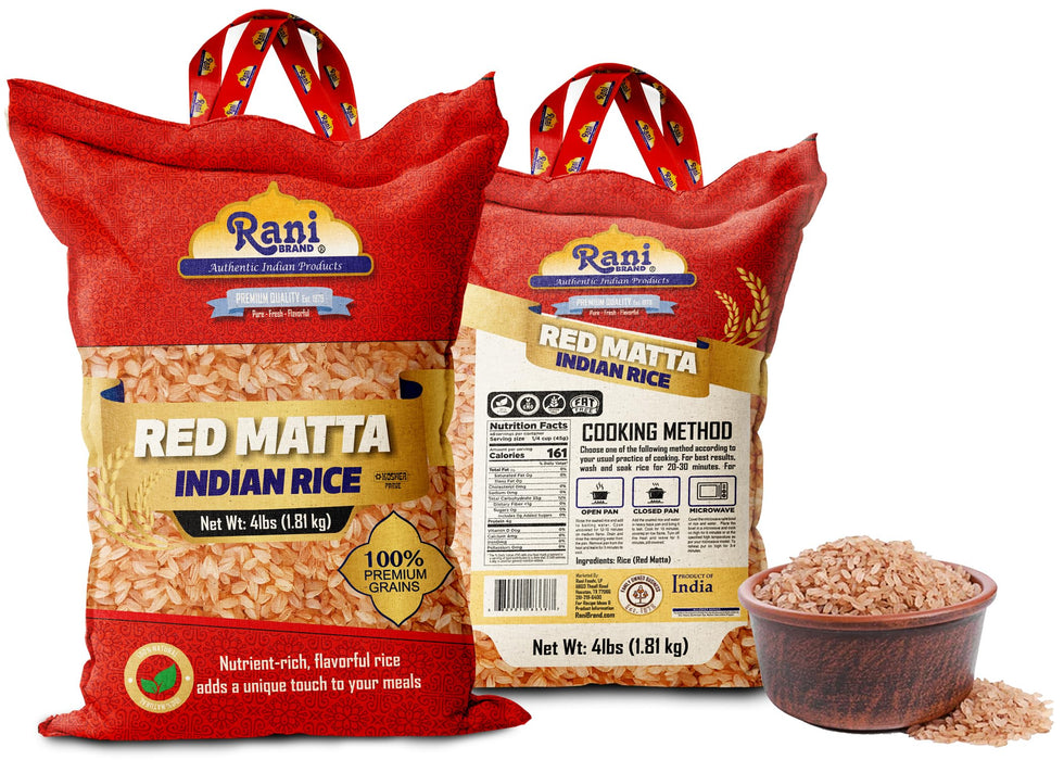Rani Red Matta Indian Rice 64oz (4lbs) 1.81kg Cloth Bag ~ All Natural | Gluten Friendly | Vegan | Kosher | Export Quality | Indian Origin