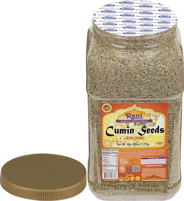 Rani Cumin Seeds Whole (Jeera) Spice 80oz (5lbs) 2.27kg Bulk PET Jar ~ All Natural | Gluten Friendly | NON-GMO | Kosher | Vegan | Indian Origin
