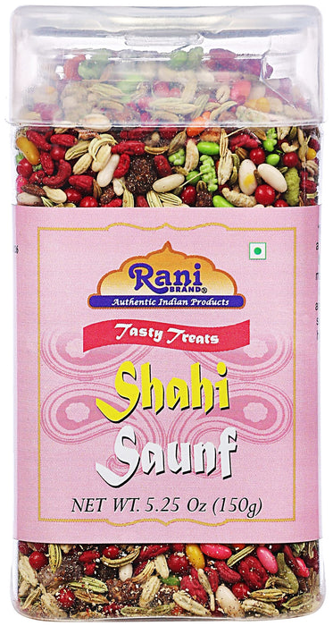 Rani Shahi Saunf 5.25oz (150g) Vacuum Sealed, Easy Open Top, Resealable Container ~ Indian Tasty Treats | Vegan | Gluten Friendly | NON-GMO | Indian Origin