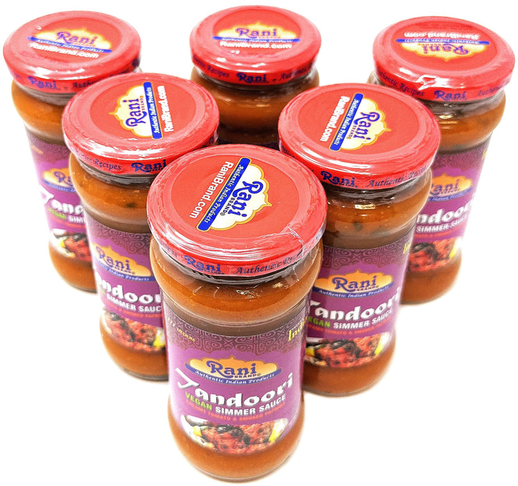 Rani Tandoori Curry Vegan Simmer Sauce (Creamy Tomato & Smoked Paprika) 14oz (400g) Glass Jar, Pack of 5 +1 FREE ~ Easy to Use | Vegan | No Colors | All Natural | NON-GMO | Gluten Free | Indian Origin