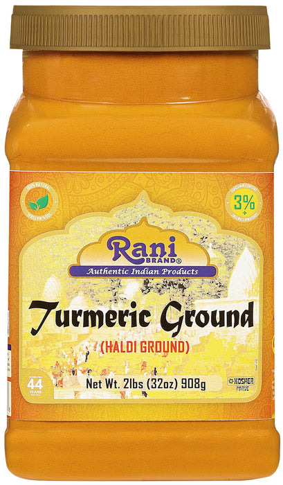 Rani Turmeric (Haldi) Root Powder Spice, (High Curcumin Content) 32oz (2lbs) 908g Bulk PET Jar ~ All Natural | 100% Pure, Salt Free | Vegan | Gluten Friendly | NON-GMO | Kosher | Indian Origin