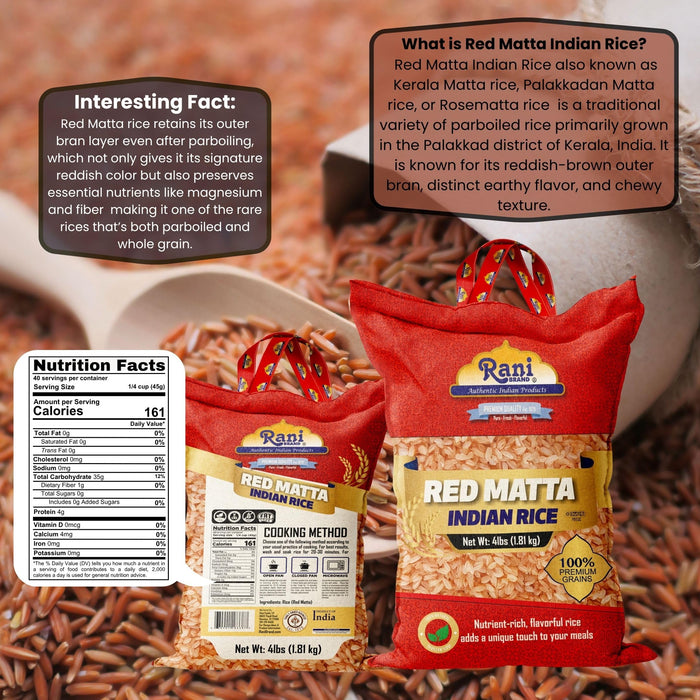 Rani Red Matta Indian Rice 64oz (4lbs) 1.81kg Cloth Bag ~ All Natural | Gluten Friendly | Vegan | Kosher | Export Quality | Indian Origin