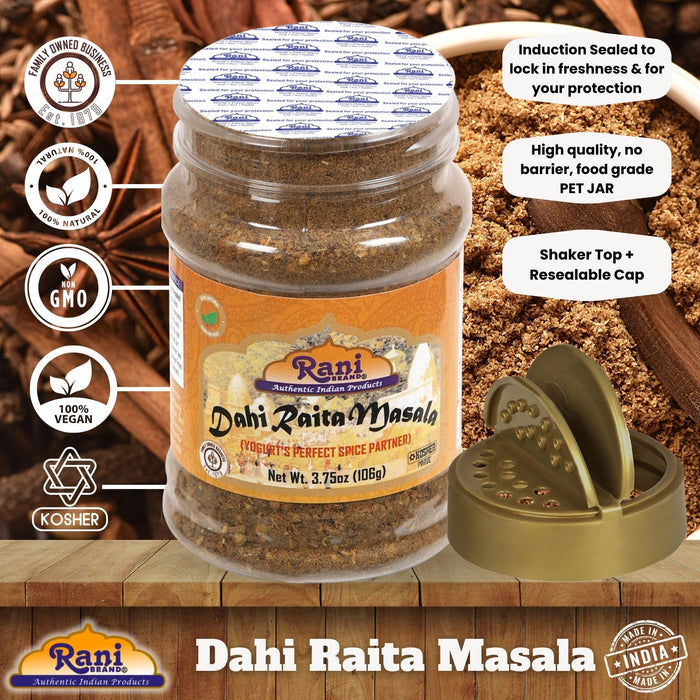 Rani Dahi Raita Masala (Yogurt's Perfect Spice Partner) 3.75oz (106g) PET Jar ~ Shaker Top | All Natural | Vegan | Gluten Friendly | NON-GMO | Indian Origin