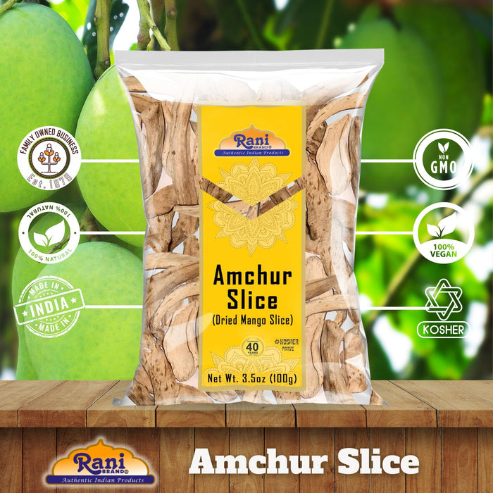 Rani Amchur (Mango) Dried Whole Slices Spice 3.5oz (100g) ~ All Natural, Indian Origin | No Color | Gluten Friendly | Vegan | NON-GMO | Kosher | No Salt or fillers