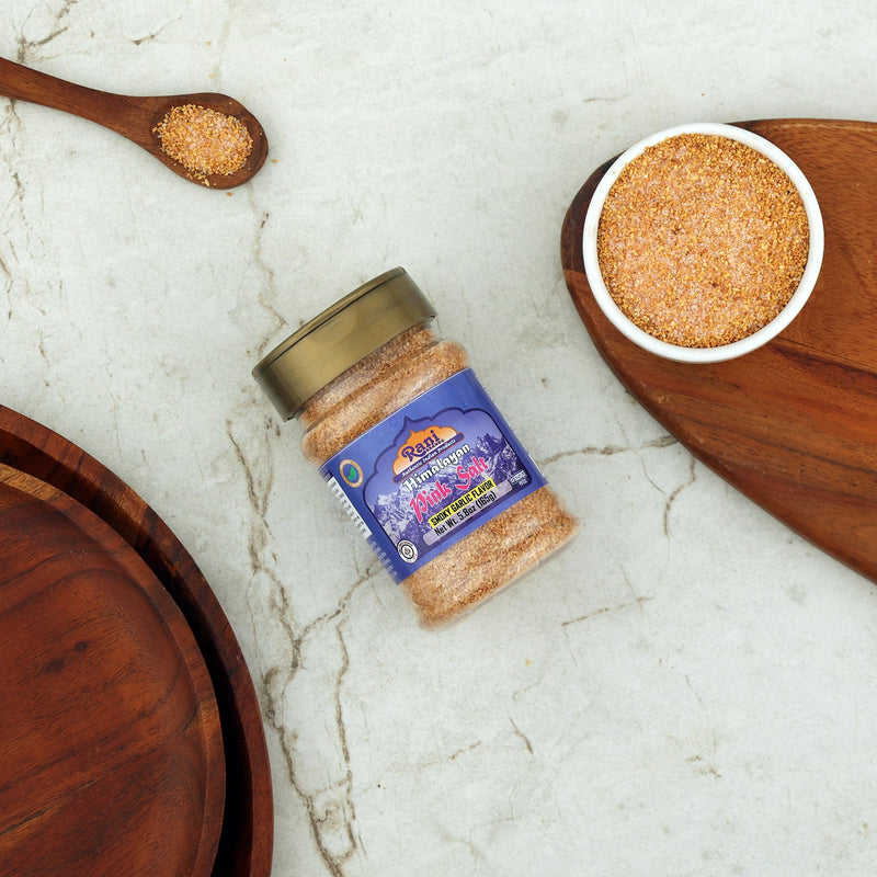 Rani Himalayan Pink Salt Smokey Garlic Flavor (84 Essential Trace Minerals) 5.8oz (164g) PET Jar ~ All Natural | Vegan | Gluten Friendly | NON-GMO | Indian Origin