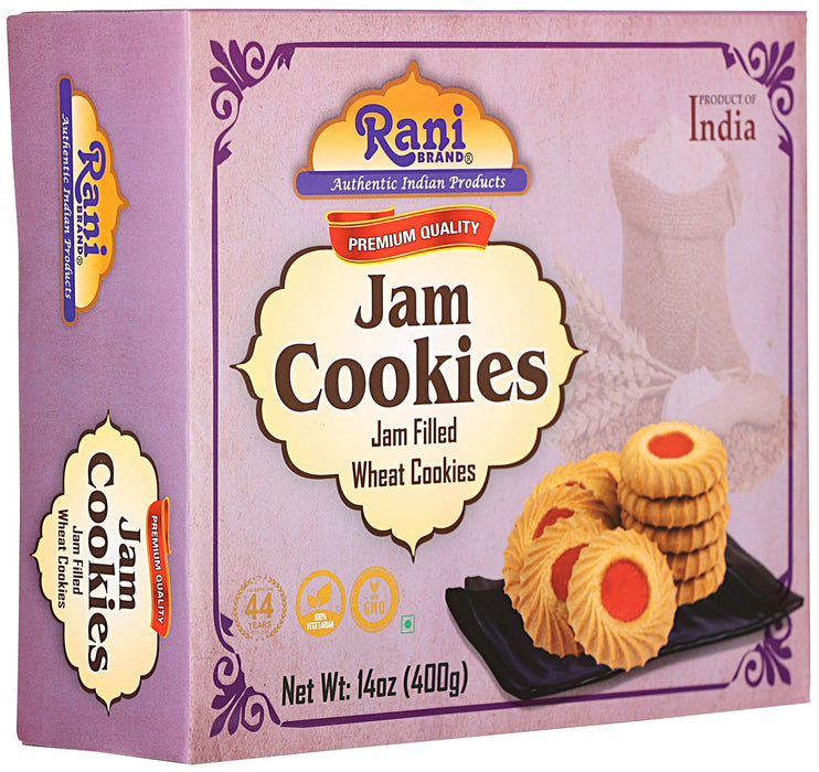 Rani Jam Cookies (Jam Filled Wheat Cookies) 14oz (400g) Pack of 3+1 FREE, Premium Quality Indian Cookies ~ Vegan | Non-GMO | Indian Origin