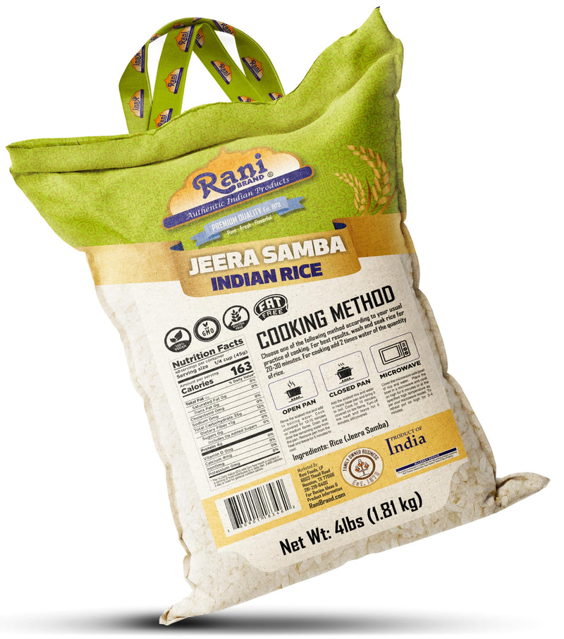 Rani Jeera Samba Indian Rice 64oz (4lbs) 1.81kg Cloth Bag ~ All Natural | Gluten Friendly | Vegan | Kosher | Export Quality | Indian Origin