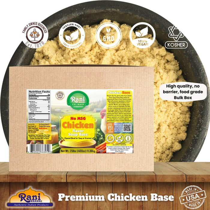 Rani Premium Chicken Base (Special Blend for Soup or Gravies) 400oz (25lbs) 11.36kg Bulk Box ~ All Natural | Gluten Friendly | NON-GMO | Kosher | Vegan | Product of USA