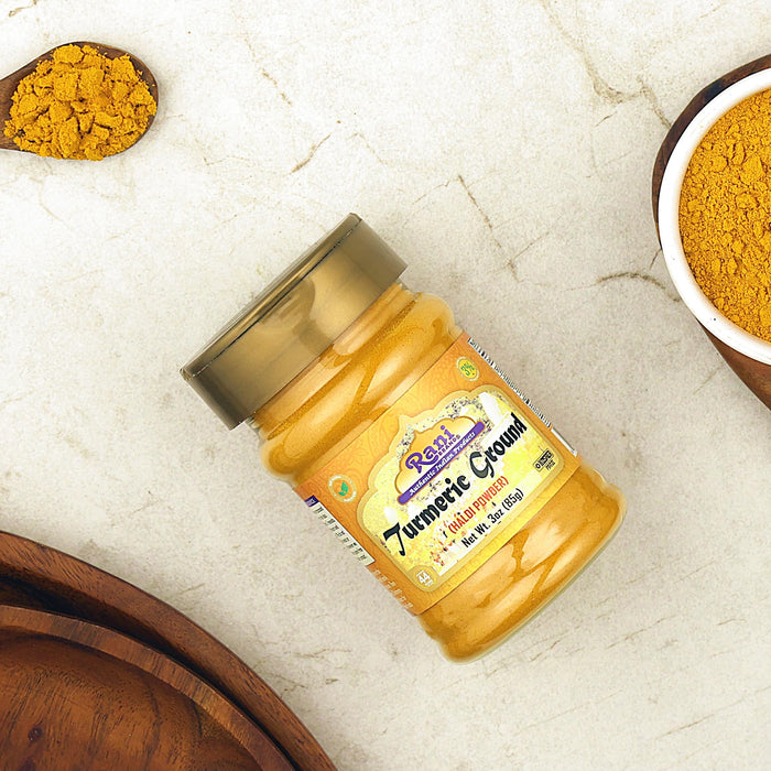 Rani Turmeric (Haldi) Root Powder Spice, (High Curcumin Content) 3oz (85g) PET Jar ~ All Natural | 100% Pure, Salt Free | Vegan | Gluten Friendly | NON-GMO | Kosher | Indian Origin