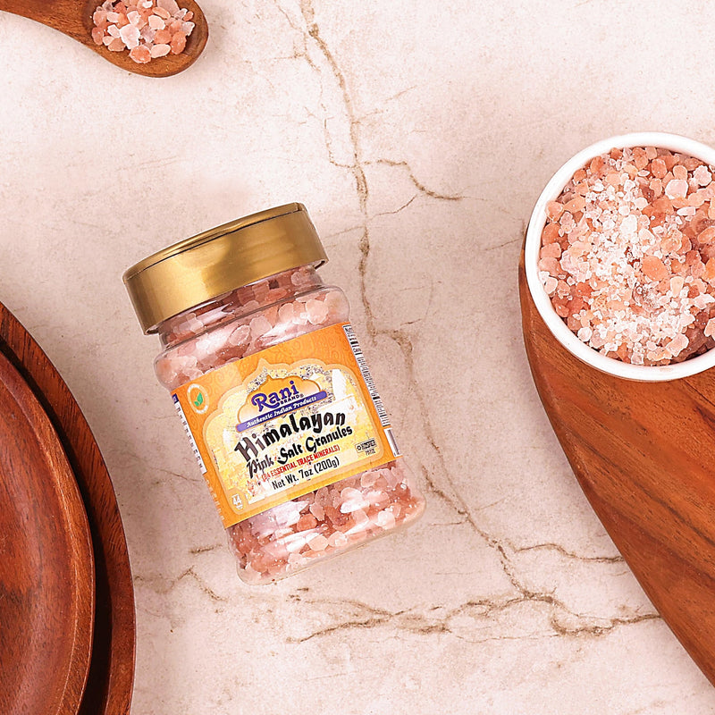 Rani Himalayan Pink Salt Granules (84 Essential Trace Minerals) 7oz (200g) PET Jar ~ All Natural | Vegan | Gluten Friendly | NON-GMO | Kosher | Indian Origin