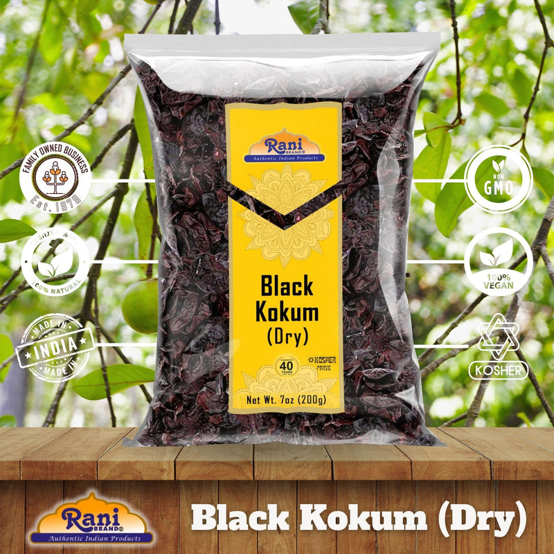 Rani Black Kokum (Dry) Garcinia Indica 7oz (200g) ~ All Natural | Gluten Friendly | Vegan | NON-GMO | Kosher | No Salt or fillers | Indian Origin