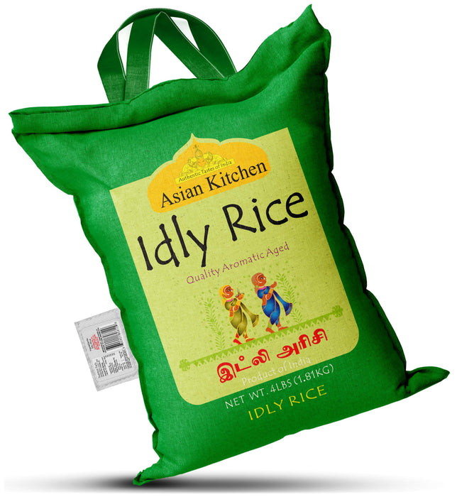 Asian Kitchen Idly (Idli) Rice 4-Pound Bag, 4lbs (1.81kg) Short Grain Rice ~ All Natural | Gluten Friendly | Vegan | Indian Origin | Export Quality