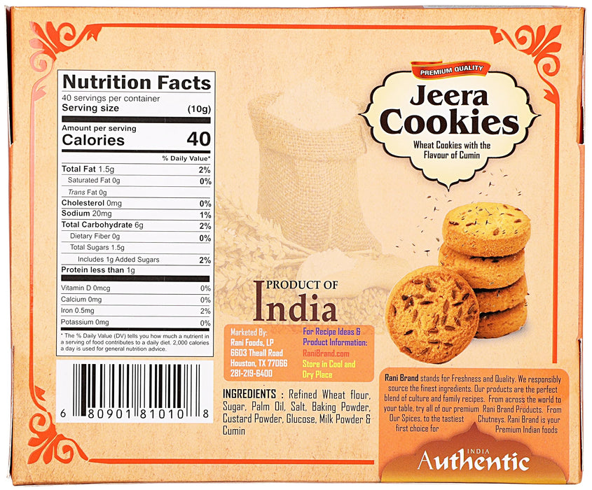 Rani Jeera Cookies (Wheat Cookies with the Flavor of Cumin) 14oz (400g) Premium Quality Indian Cookies ~ All Natural | Vegan | Non-GMO | Indian Origin