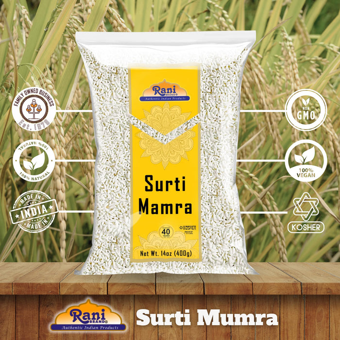 Rani Surti (Surati) (Puffed Rice) 14oz (400g) ~ All Natural | No Color | Gluten Friendly | Vegan | NON-GMO | Kosher | No Salt or fillers | Indian Origin