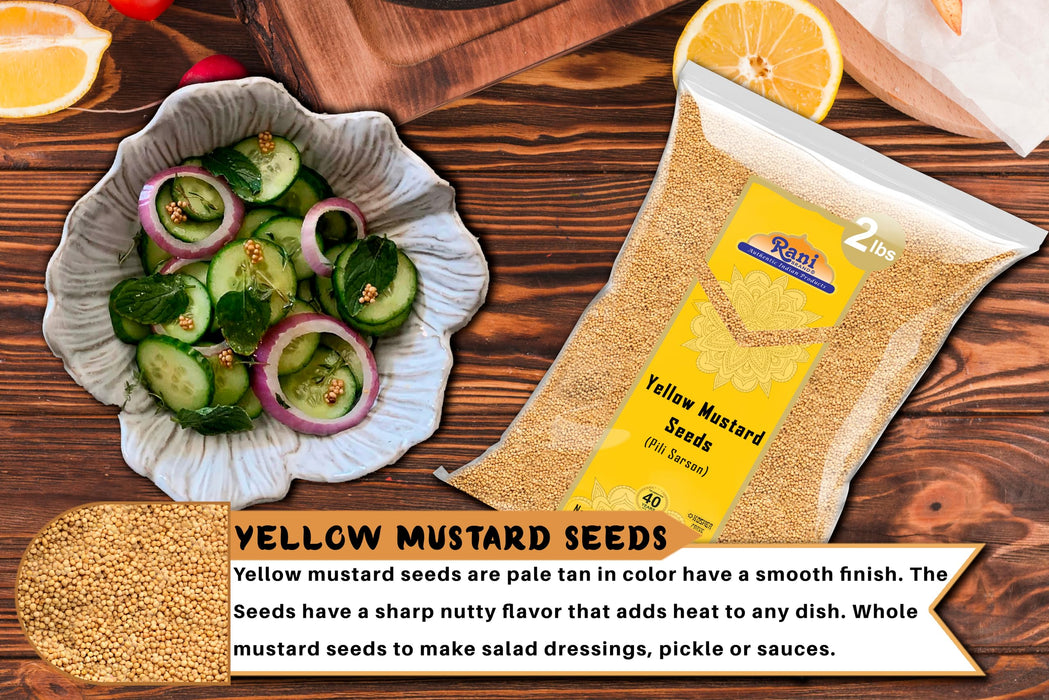 Rani Yellow Mustard Seeds Whole Spice 32oz (2lbs) 908g ~ Ideal for Pickling, Dressing and Making Ground Mustard for Cooking, All Natural | Vegan | Gluten Friendly | NON-GMO | Kosher | Indian Origin