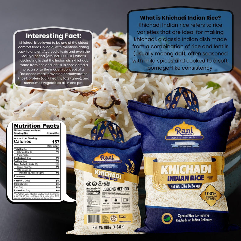 Rani Khichadi Indian Rice 160oz (10lbs) 4.54kg Cloth Bag ~ All Natural | Gluten Friendly | Vegan | Kosher | Export Quality | Indian Origin