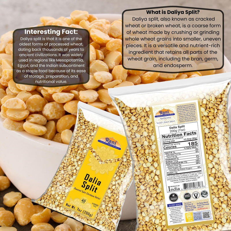 Rani Daliya Split (Roasted Split Chickpeas Dalia) 7oz (200g) ~ All Natural | Vegan | Kosher | Indian Origin
