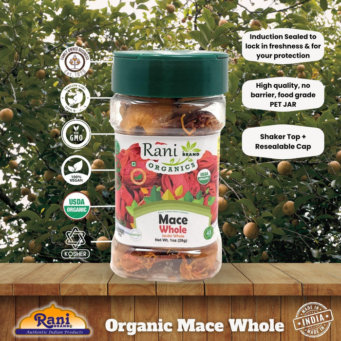 Rani Organic Mace Whole (Javathri), Spice 1oz (28g) PET Jar ~ All Natural | Vegan | Gluten Friendly | NON-GMO | Kosher | Indian Origin | USDA Certified Organic