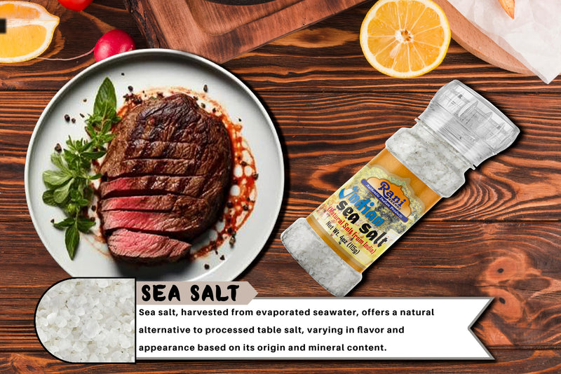 Rani Indian Sea Salt 4oz (115g) Grinder Bottle ~ Unrefined, Pure and Natural | Vegan | Gluten Friendly | NON-GMO | Kosher | Indian Origin