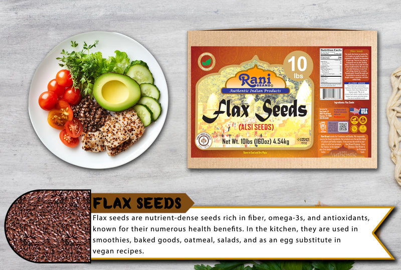 Rani Flax Seeds Whole Raw (Alsi, Linum usitatissimum) 160oz (10lbs) 4.54kg Bulk Box ~ All Natural | Gluten Friendly | Non-GMO | Kosher | Vegan | Indian Origin