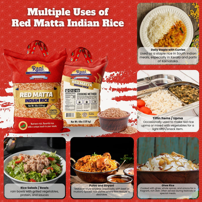 Rani Red Matta Indian Rice 64oz (4lbs) 1.81kg Cloth Bag ~ All Natural | Gluten Friendly | Vegan | Kosher | Export Quality | Indian Origin