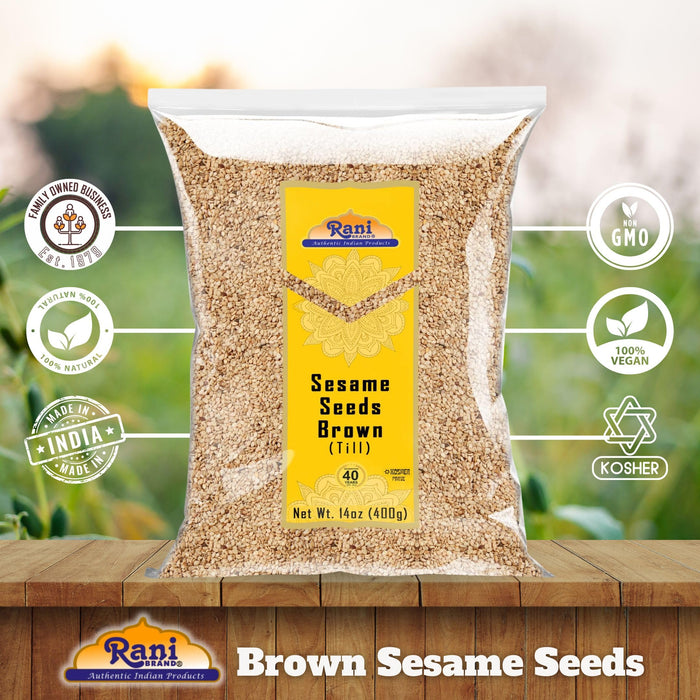 Rani Sesame Seeds Whole Raw (Till) Brown 14oz (400gm) ~ All Natural | Gluten Friendly | NON-GMO | Kosher | Vegan | Indian Origin
