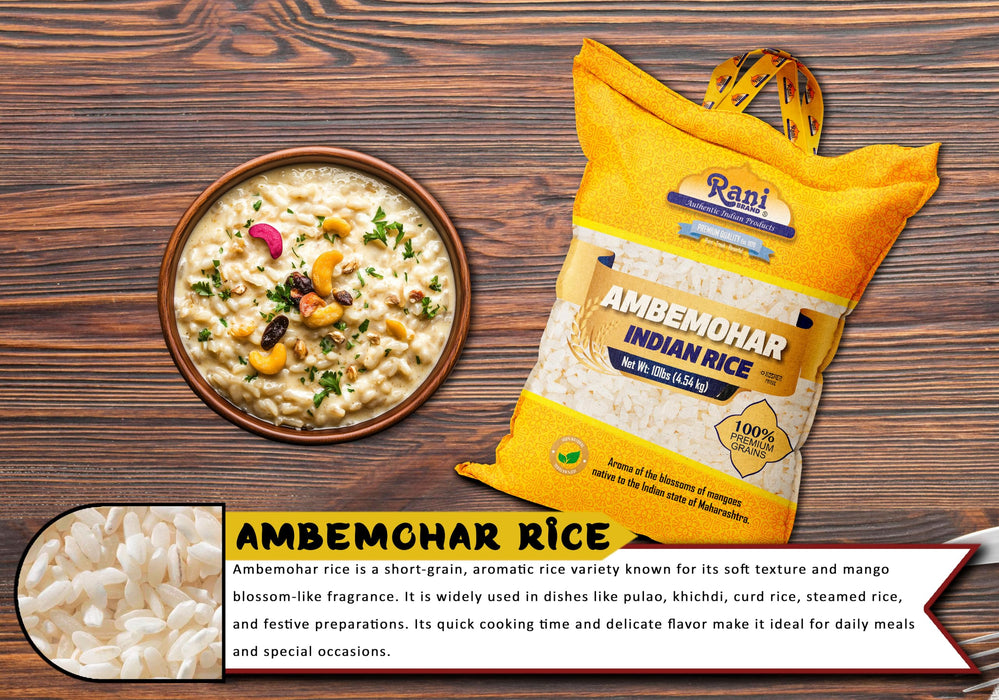 Rani Ambemohar Indian Rice 160oz (10lbs) 4.54kg Cloth Bag ~ All Natural | Gluten Friendly | Vegan | Kosher | Export Quality | Indian Origin