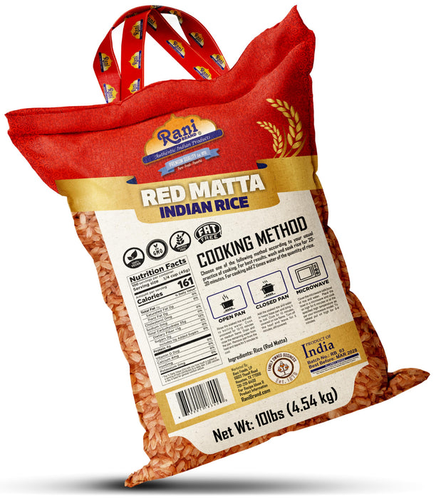 Rani Red Matta Indian Rice 160oz (10lbs) 4.54kg Cloth Bag ~ All Natural | Gluten Friendly | Vegan | Kosher | Export Quality | Indian Origin