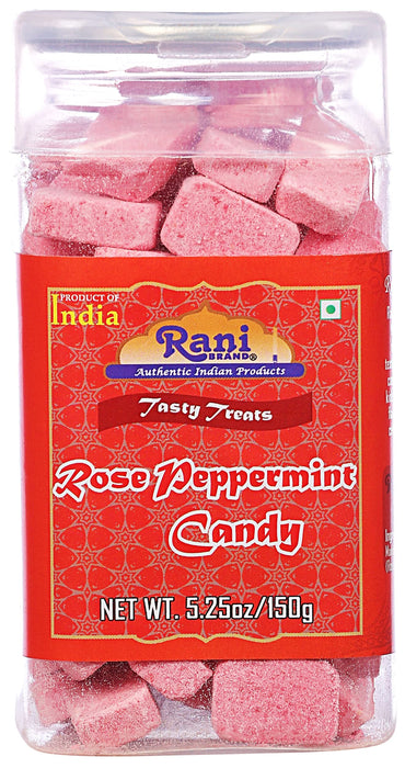 Rani Rose Peppermint Candy 5.25oz (150g) Vacuum Sealed, Easy Open Top, Resealable Container ~ Indian Tasty Treats | Vegan | Gluten Friendly | NON-GMO | Indian Origin