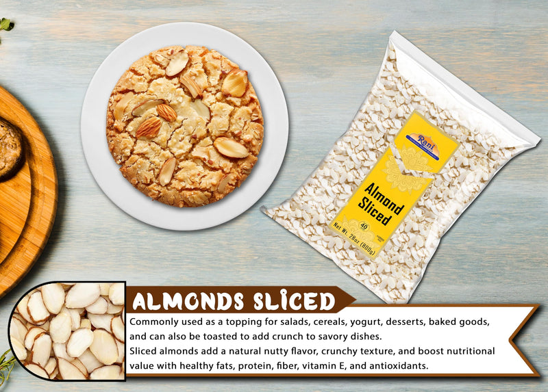 Rani Sliced Almonds (uncooked, unsalted) 28oz (1.75lbs) 800g) ~ All Natural | Vegan | Gluten Friendly | Kosher | Fresh Product of USA ~ California Shelled Almonds
