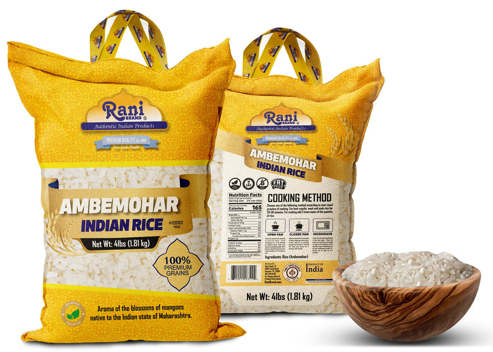 Rani Ambemohar Indian Rice 64oz (4lbs) 1.81kg Cloth Bag ~ All Natural | Gluten Friendly | Vegan | Kosher | Export Quality | Indian Origin