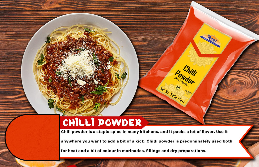 Rani Chilli Powder (Mirchi) Ground Indian Spice 7oz (200g) ~ All Natural, Salt-Free | Vegan | No Colors | Gluten Friendly | NON-GMO | Kosher | Indian Origin