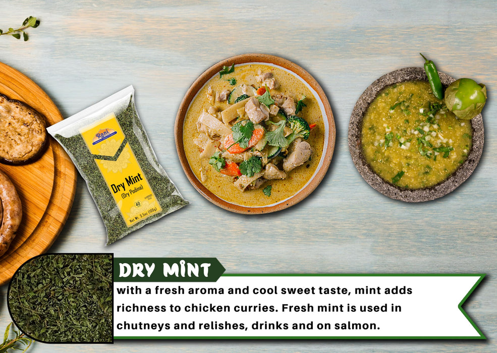 Rani Dry Mint Leaves (Podina Leaf) Spice, Dried Herb 3.5oz (100g) ~ All Natural | Gluten Friendly | NON-GMO | Kosher | Vegan | Indian Origin