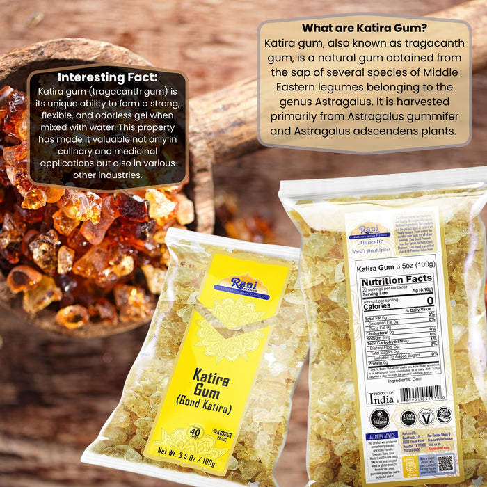 Rani Edible Gum Whole (Goonder Tragacanth Gum) 3.5oz (100g) ~ All Natural, Salt-Free | Vegan | No Colors | Gluten Friendly | NON-GMO | Kosher | Indian Origin