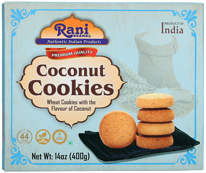 Rani Coconut Cookies (Wheat Cookies with the Flavor of Coconut) 14oz (400g) Pack of 3+1 FREE, Premium Quality Indian Cookies ~ Vegan | Non-GMO | Indian Origin