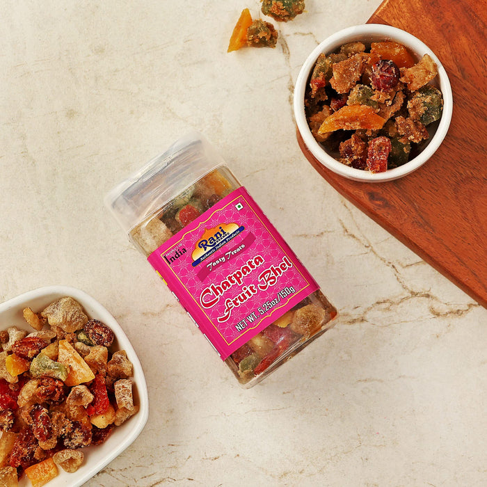 Rani Chatpata Fruit Bhel 5.25oz (150g) Vacuum Sealed, Easy Open Top, Resealable Container ~ Indian Tasty Treats | Vegan | Gluten Friendly | NON-GMO | Indian Origin