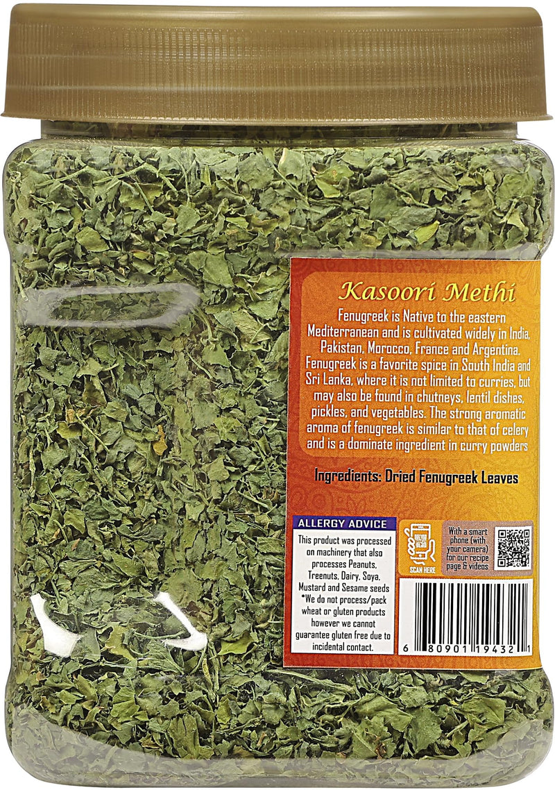 Rani Fenugreek Leaves Dried, All Natural (Kasoori Methi) 3.5oz (100g) PET Jar ~ All Natural | Gluten Friendly | Non-GMO | Kosher | Vegan
