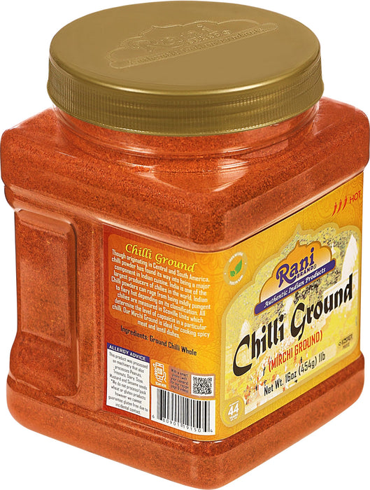Rani Chilli Powder (Mirchi) Ground Indian Spice 16oz (1lb) 454g PET Jar ~ All Natural | Salt-Free | Vegan | No Colors | Gluten Friendly | NON-GMO | Kosher | Indian Origin
