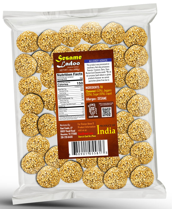 Rani Sesame Ladoo (Round Sesame Brittle Candy) 14oz (400g) ~ All Natural | Vegan | Kosher | No colors | Gluten Friendly | Indian Origin