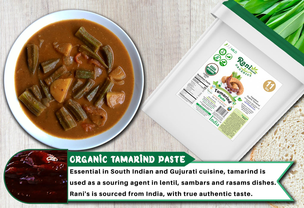 Rani Organic Tamarind Paste (Imli Paste) 176oz (11lbs) 5kg Bulk, No Sugar Added ~ All Natural | Vegan | Gluten Free | No Colors | NON-GMO | Kosher | Indian Origin | USDA Certified Organic