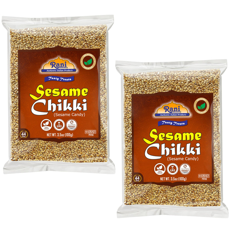 Rani Sesame Chikki (Brittle Candy) 3.5oz (100g) x Pack of 2 ~ All Natural | Vegan | Kosher | No colors | Gluten Friendly | Indian Origin