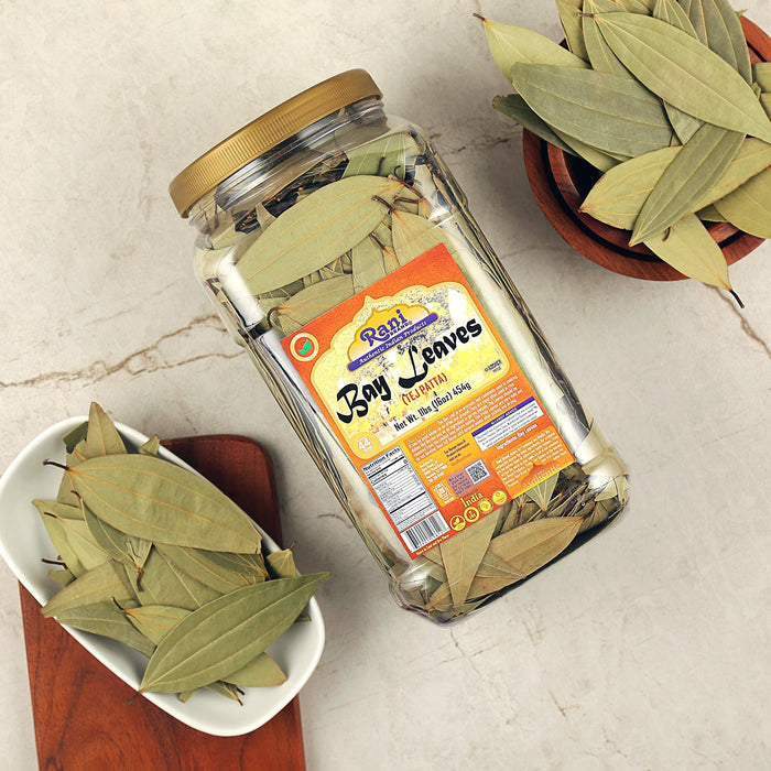 Rani Bay Leaf (Leaves) Whole Spice Hand Selected Extra Large 16oz (1lb) 454g PET Jar ~ All Natural | Gluten Friendly | NON-GMO | Vegan | Kosher | Indian Origin