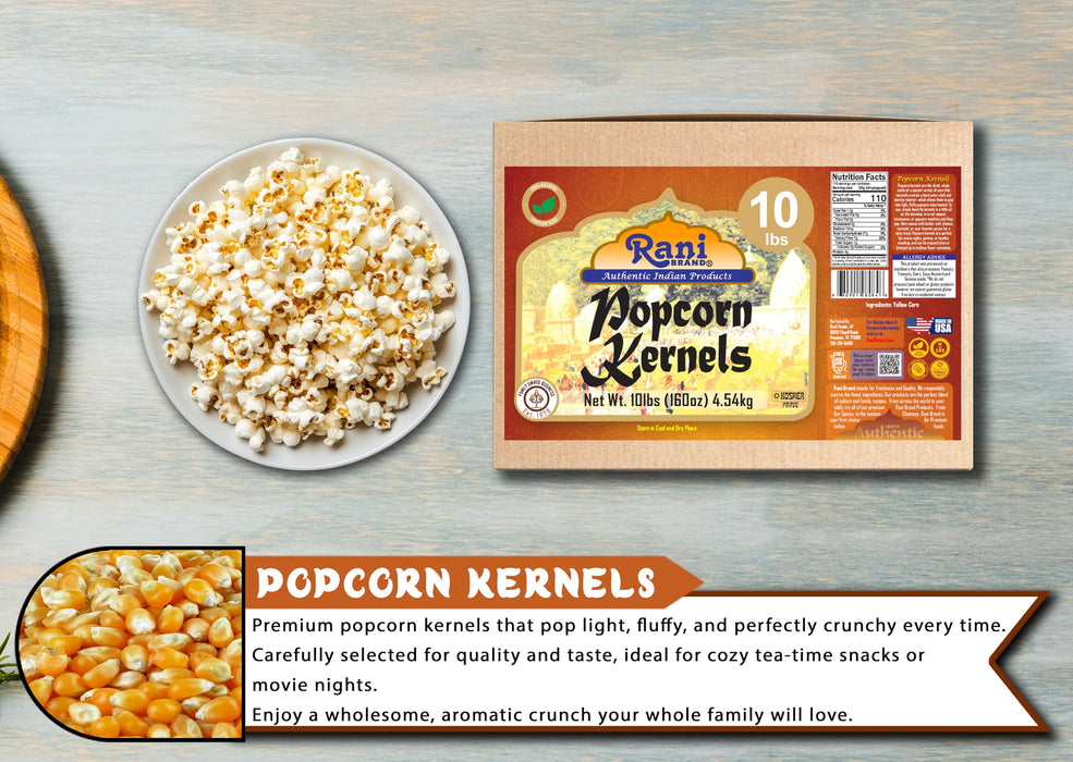 Rani Popcorn Kernels 160oz (10lbs) 4.54kg Bulk Box, Perfect for Stovetop, Microwave & Popcorn Machines ~ All Natural | Gluten Friendly | Vegan | NON-GMO | Kosher | Product of USA