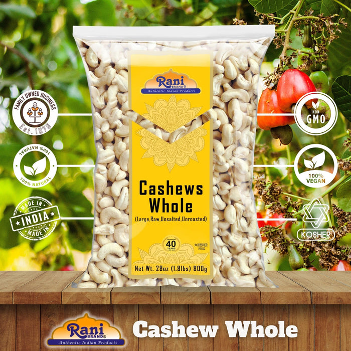 Rani Raw Cashews Whole (uncooked, unsalted) 28oz (800g) ~ All Natural, No Preservatives | Vegan | NON-GMO | Kosher | Gluten Friendly