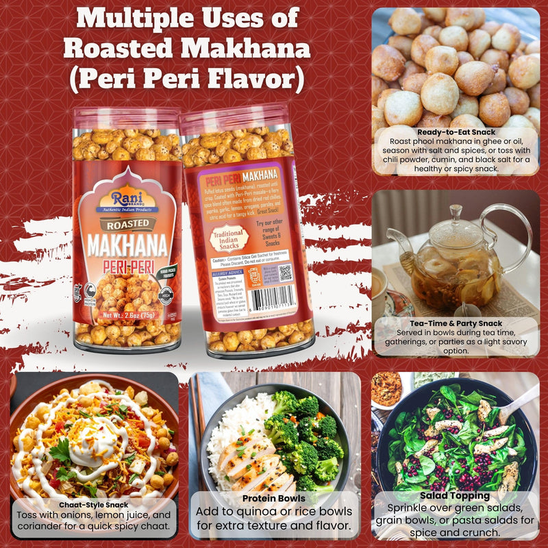 Roasted Makhana, Peri Peri Flavor - 2.6oz (75g) - Rani Brand Authentic Indian Products