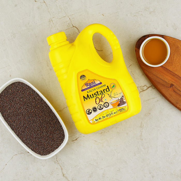 Rani Mustard Oil (Kachi Ghani) 67.6 Ounce (2 Liter) NON-GMO | Gluten Free | Kosher | Vegan | 100% Natural