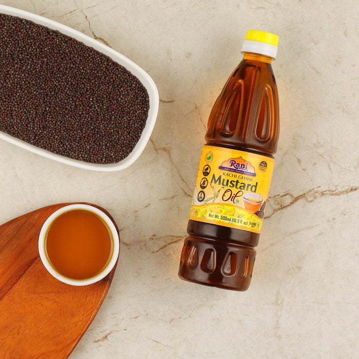 Rani Mustard Oil (Kachi Ghani) 16.9 Ounce (500ml) NON-GMO| Kosher | Gluten Free | Vegan | 100% Natural