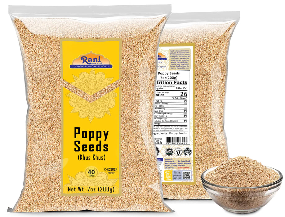 Rani White Poppy Seeds Whole (Khus Khus) Indian Spice 7oz (200g) ~ All Natural | Vegan | Gluten Friendly | NON-GMO | Kosher | Indian Origin